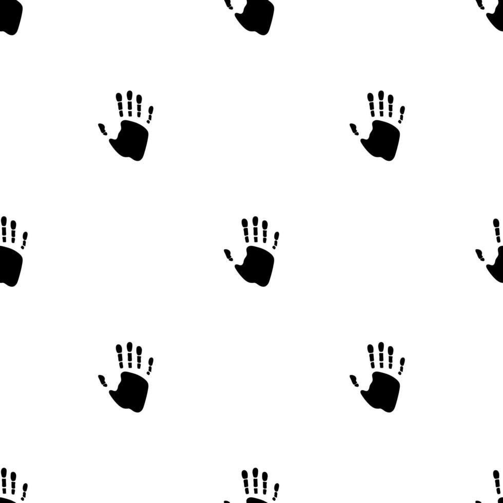 senza cuciture con palmo umano su sfondo bianco. icona dell'impronta della mano. illustrazione vettoriale per design, web, carta da imballaggio, tessuto, carta da parati