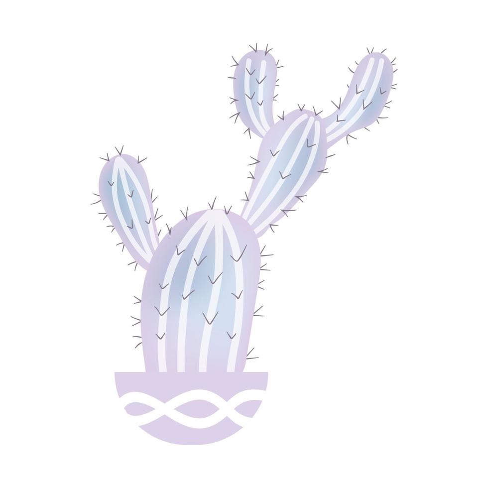 cactus viola in vaso isolato su sfondo bianco. illustrazione vettoriale. vettore