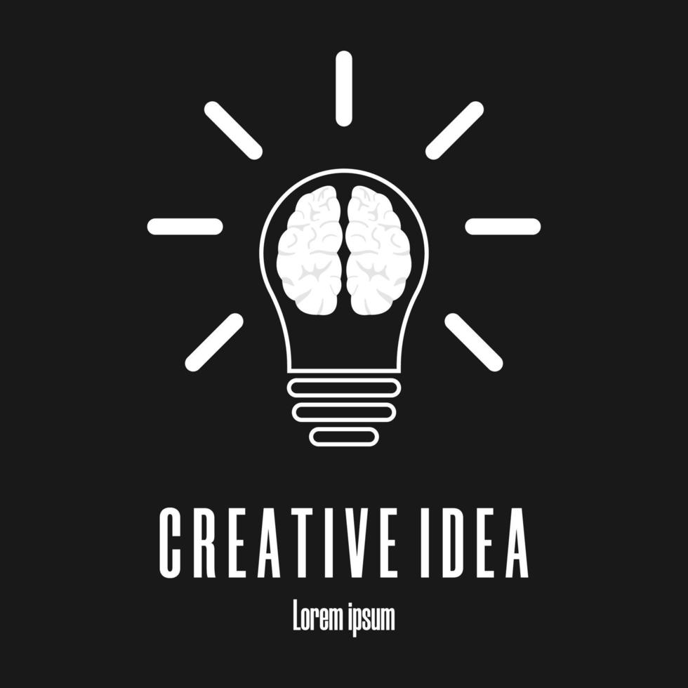 icona del cervello nella lampadina. modello di logo di idea creativa. illustrazione vettoriale pulita e moderna.