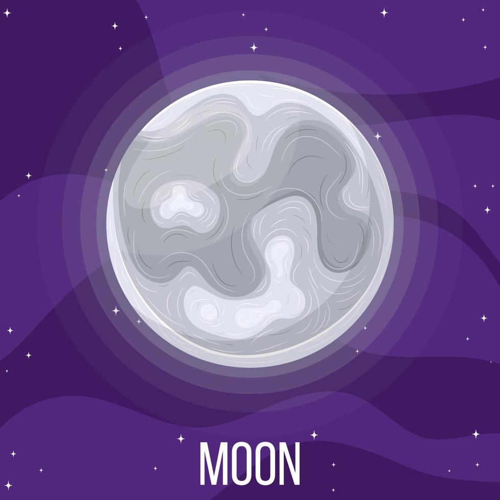 luna nello spazio. universo colorato con la luna. illustrazione vettoriale in stile cartone animato per qualsiasi design.