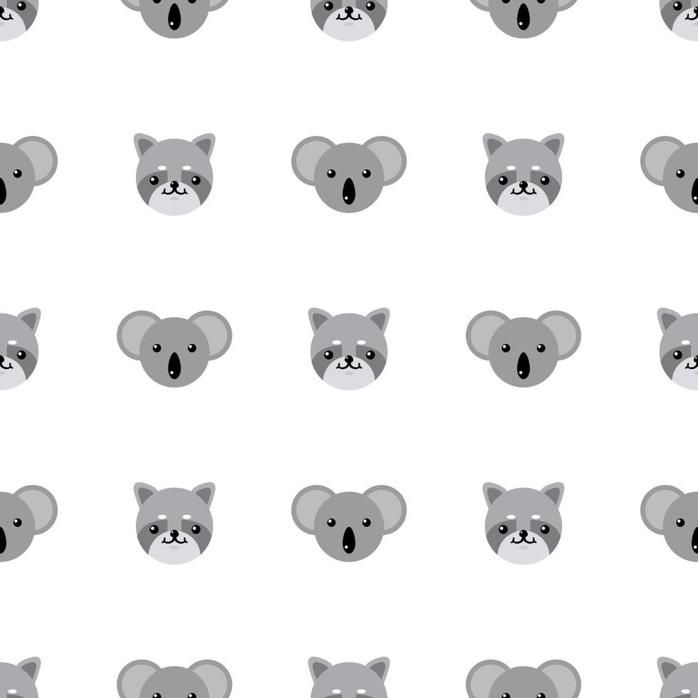 modello senza cuciture con simpatico koala e procione. illustrazione vettoriale per design, web, carta da imballaggio, tessuto, carta da parati.