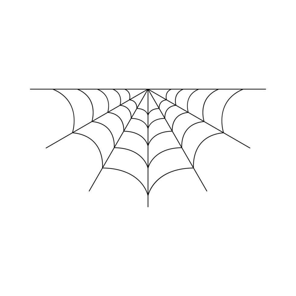 mezza ragnatela isolata su sfondo bianco. elemento ragnatela di halloween. stile della linea a ragnatela. illustrazione vettoriale per qualsiasi disegno.