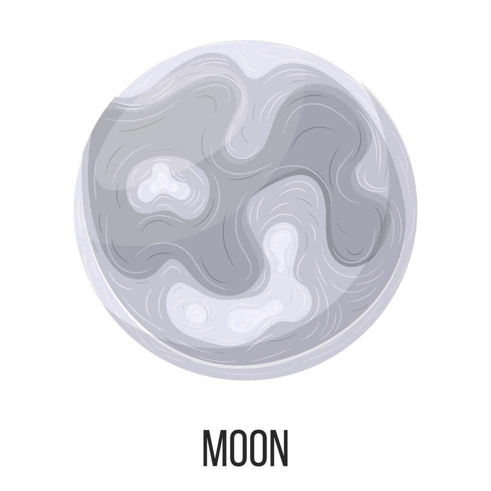 luna isolata su sfondo bianco. sistema solare. illustrazione vettoriale in stile cartone animato per qualsiasi design.