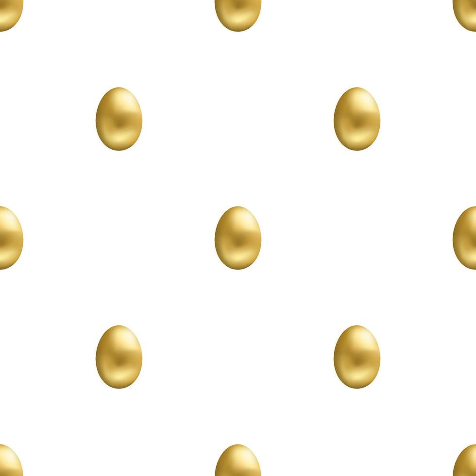 senza cuciture con realistico uovo d'oro su sfondo bianco. uovo di Pasqua. illustrazione vettoriale per design, web, carta da imballaggio, tessuto, carta da parati