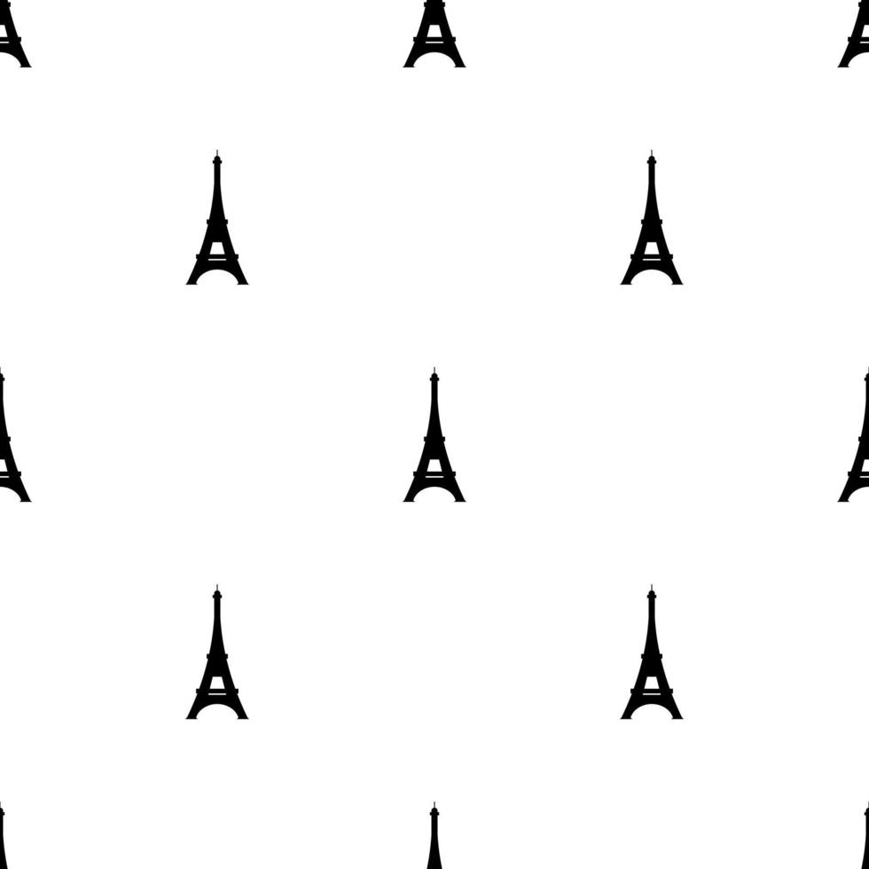 modello senza cuciture con l'icona della torre eiffel su sfondo bianco. illustrazione vettoriale per design, web, carta da imballaggio, tessuto, carta da parati