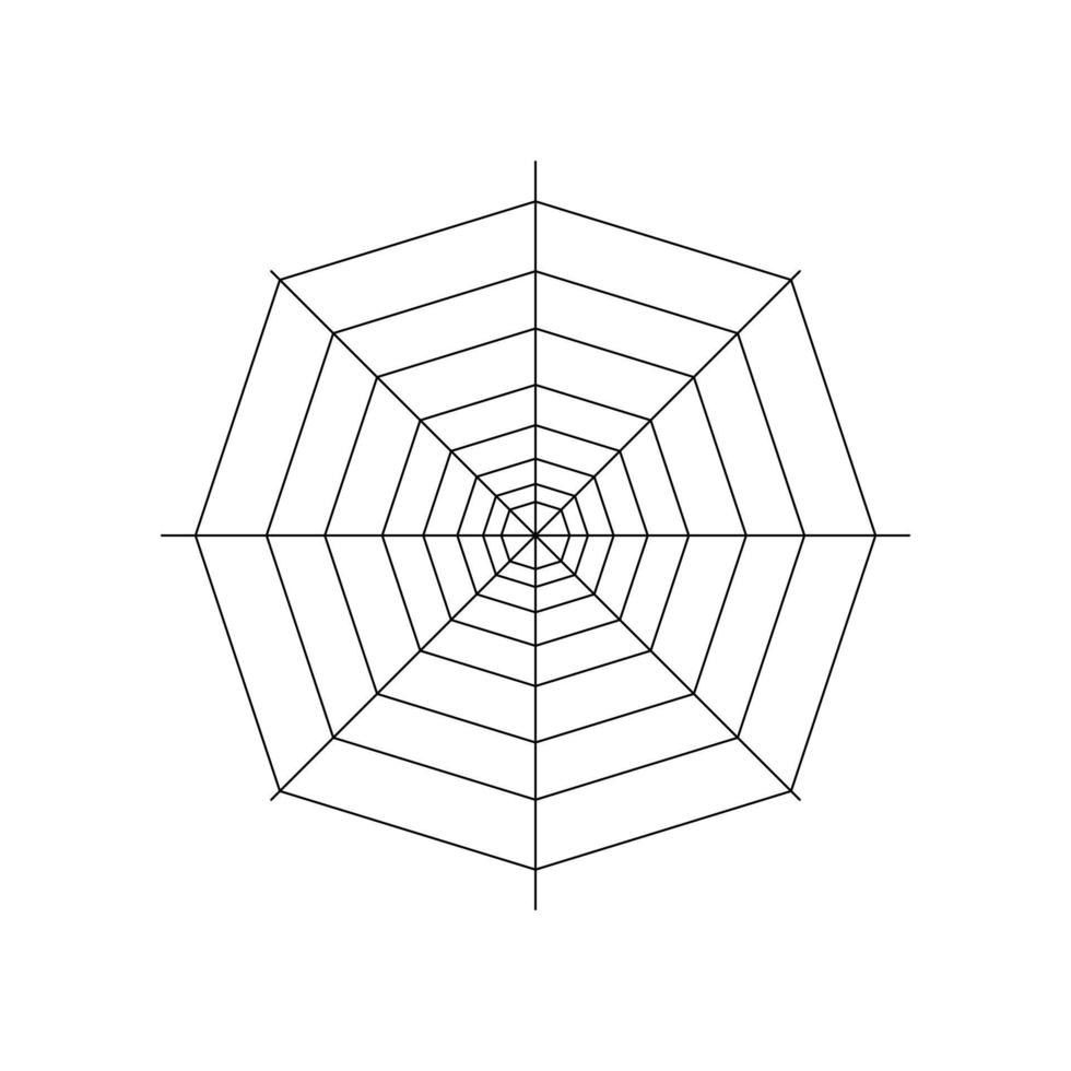 rotonda intera ragnatela isolata su sfondo bianco. elemento ragnatela di halloween. stile della linea a ragnatela. illustrazione vettoriale per qualsiasi disegno.