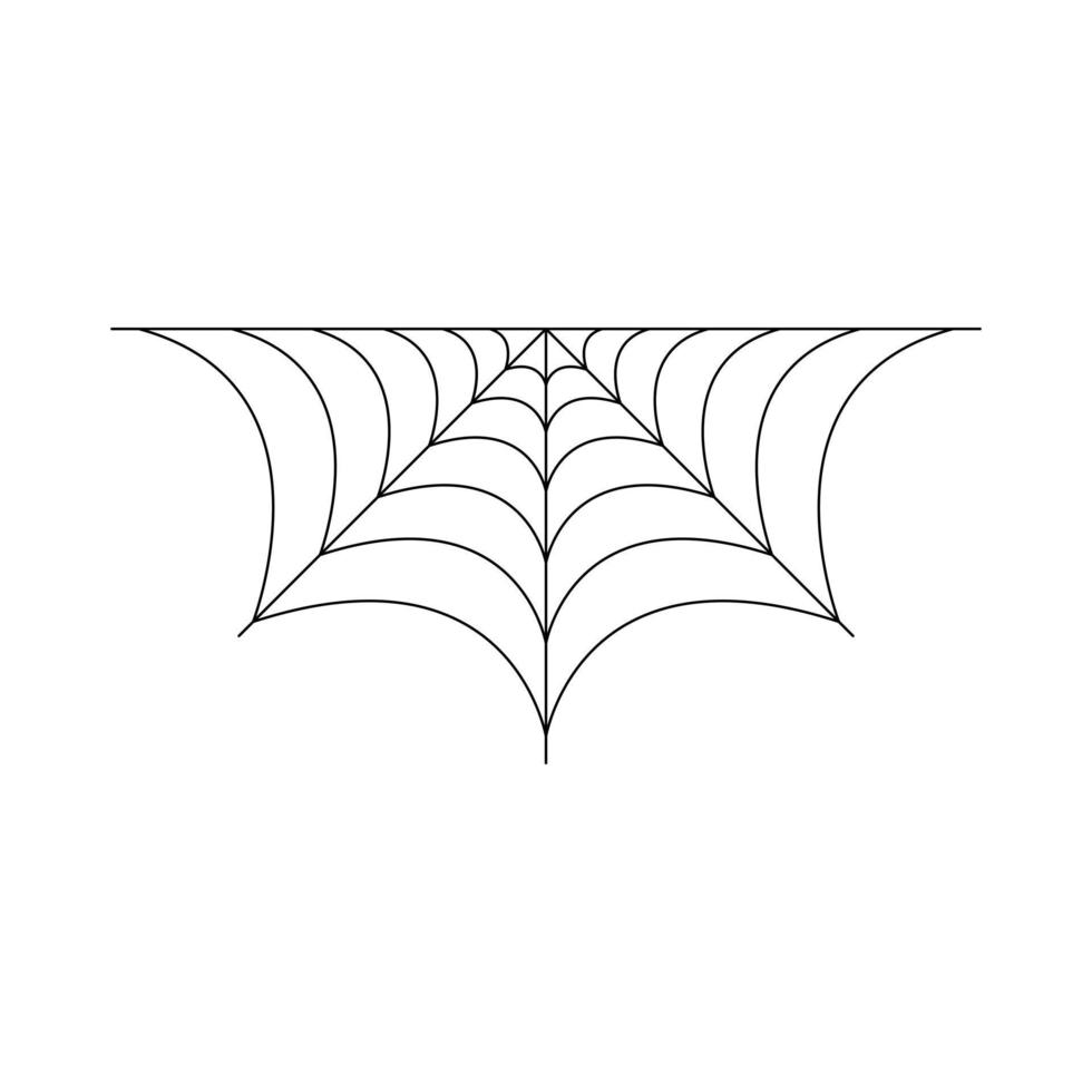 mezza ragnatela isolata su sfondo bianco. elemento ragnatela di halloween. stile della linea a ragnatela. illustrazione vettoriale per qualsiasi disegno.