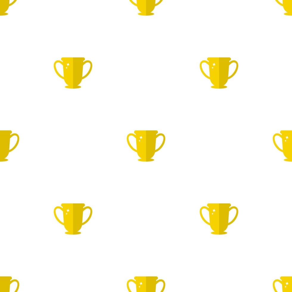 modello senza cuciture con l'icona della coppa del trofeo del vincitore. primo posto. trofeo dorato piatto isolato su sfondo bianco. illustrazione vettoriale per design, web, carta da imballaggio, tessuto, carta da parati.