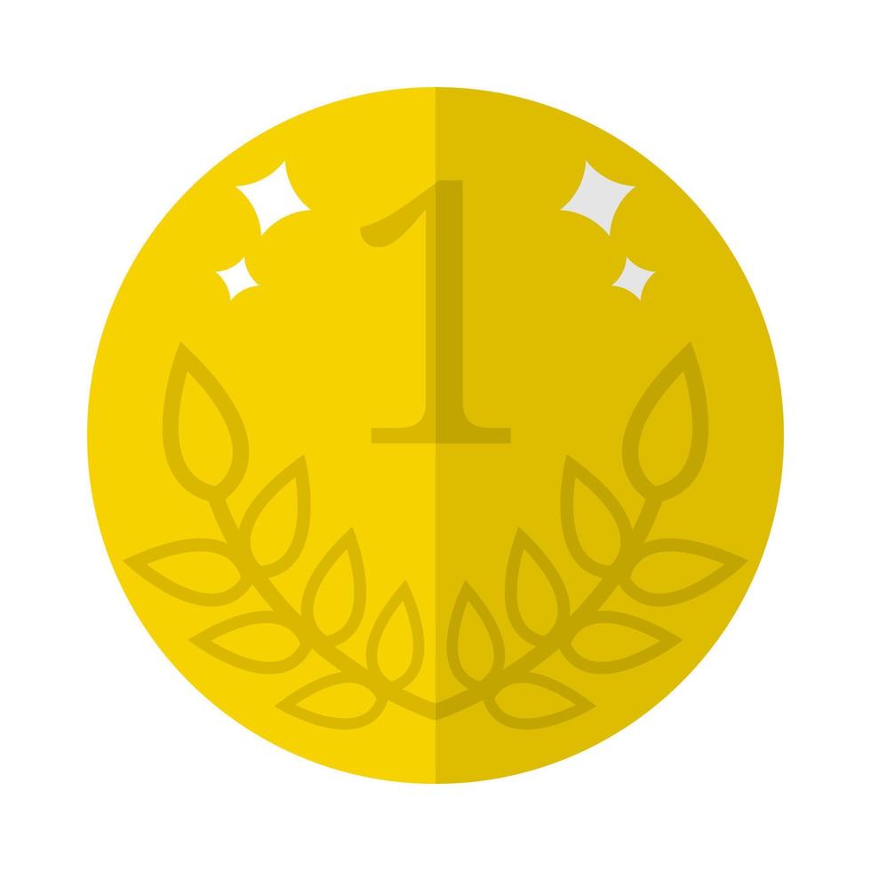icona della moneta d'oro di vettore isolata su priorità bassa bianca. primo posto, numero uno. premio piatto d'oro del vincitore. illustrazione vettoriale per il tuo design, web.