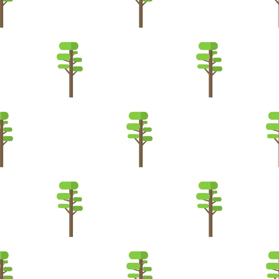 modello senza cuciture con icona di albero verde piatto su sfondo bianco. illustrazione vettoriale per design, web, carta da imballaggio, tessuto, carta da parati.