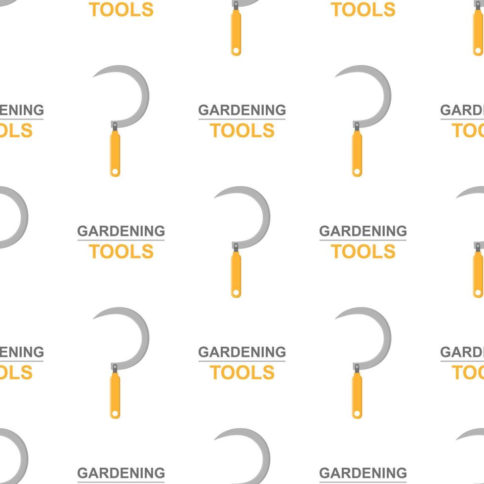 senza cuciture con la falce della mano del giardino del fumetto su fondo bianco. attrezzo da giardinaggio. illustrazione vettoriale per qualsiasi disegno