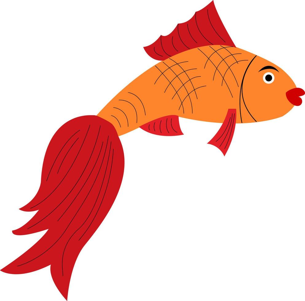 disegno dell'illustrazione del fumetto del pesce d'oro per il vostro progetto vettore