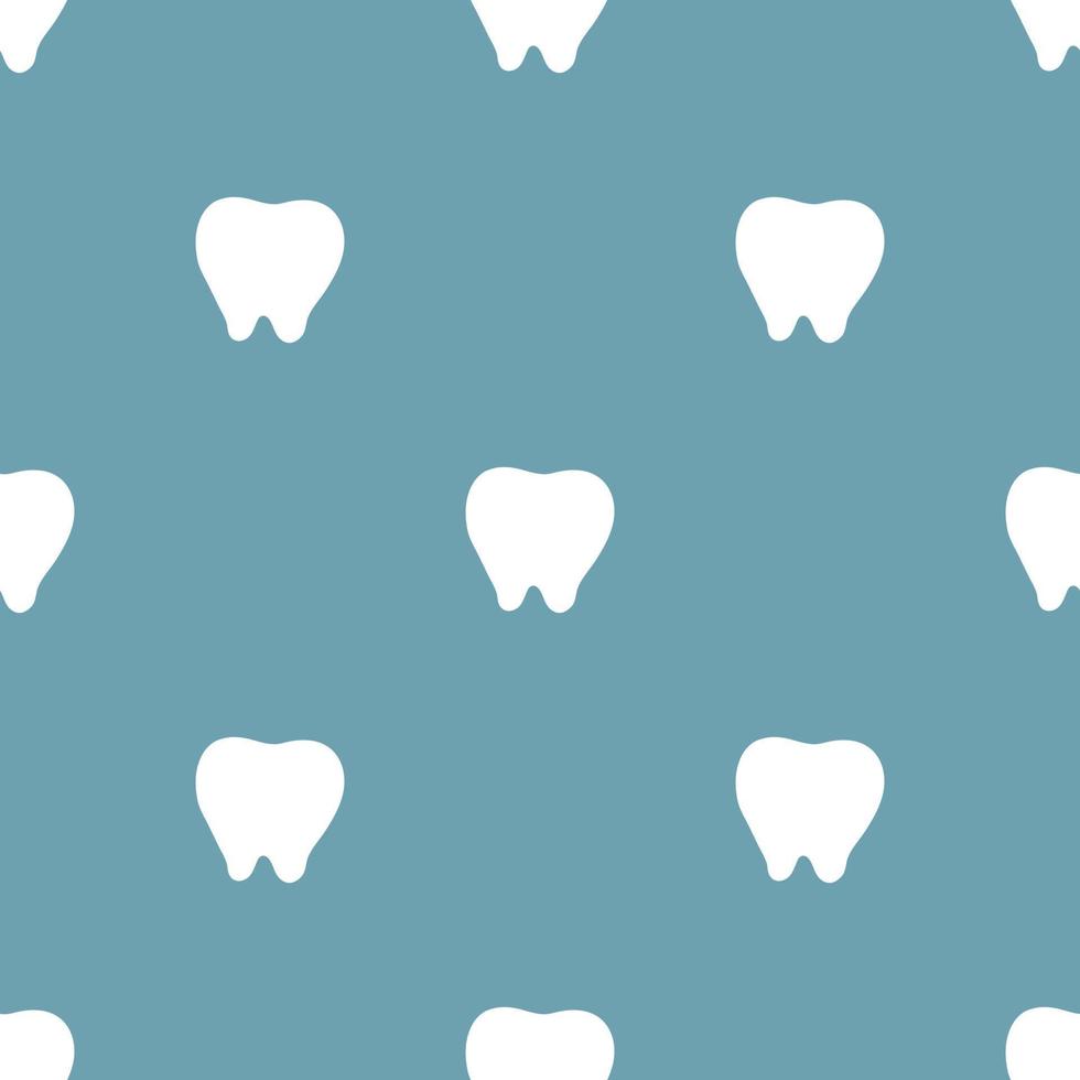 senza cuciture con l'icona del dente bianco su sfondo blu. concetto di dentista. illustrazione vettoriale per design, web, carta da imballaggio, tessuto, carta da parati.