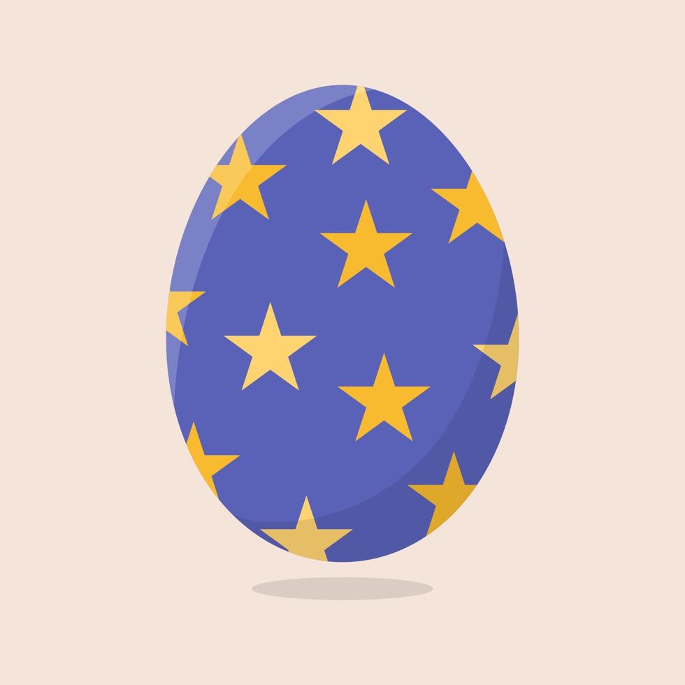 vettore uovo di Pasqua isolato su sfondo beige. uovo colorato con motivo a stelle. stile piatto. per biglietti di auguri, inviti. illustrazione vettoriale per il tuo design, web.