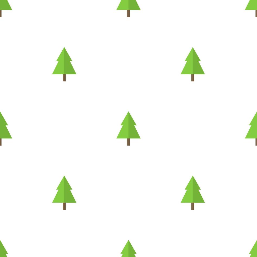 modello senza cuciture con icona di albero verde piatto su sfondo bianco. illustrazione vettoriale per design, web, carta da imballaggio, tessuto, carta da parati.