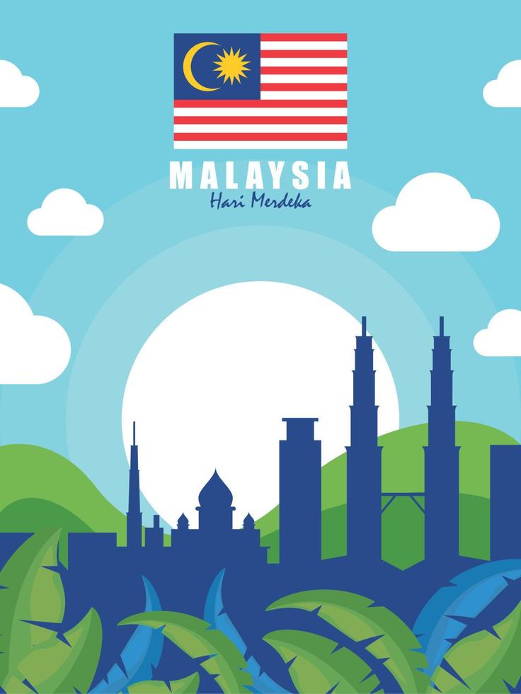 poster di hari merdeka della malesia vettore