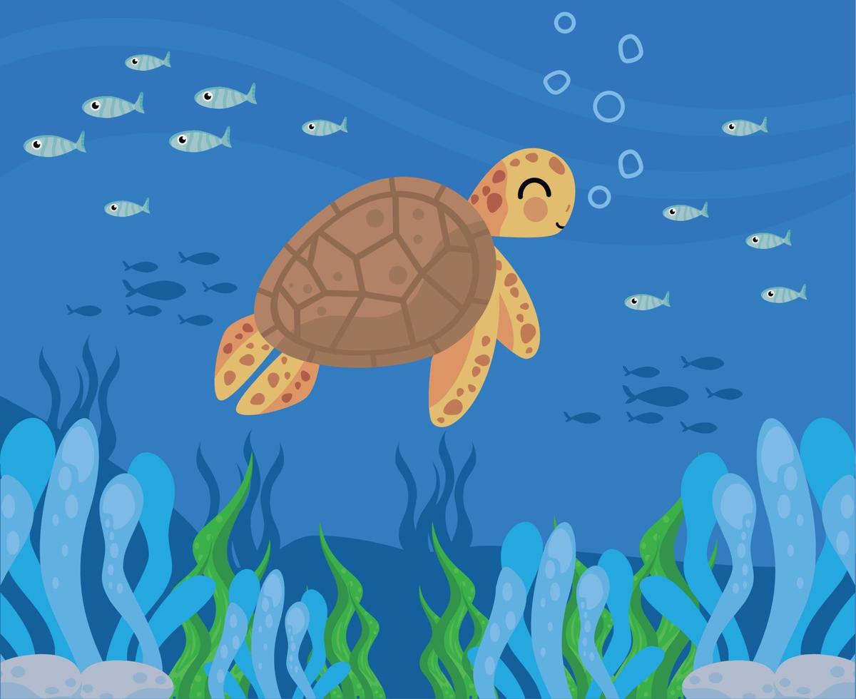tartaruga marina sott'acqua vettore