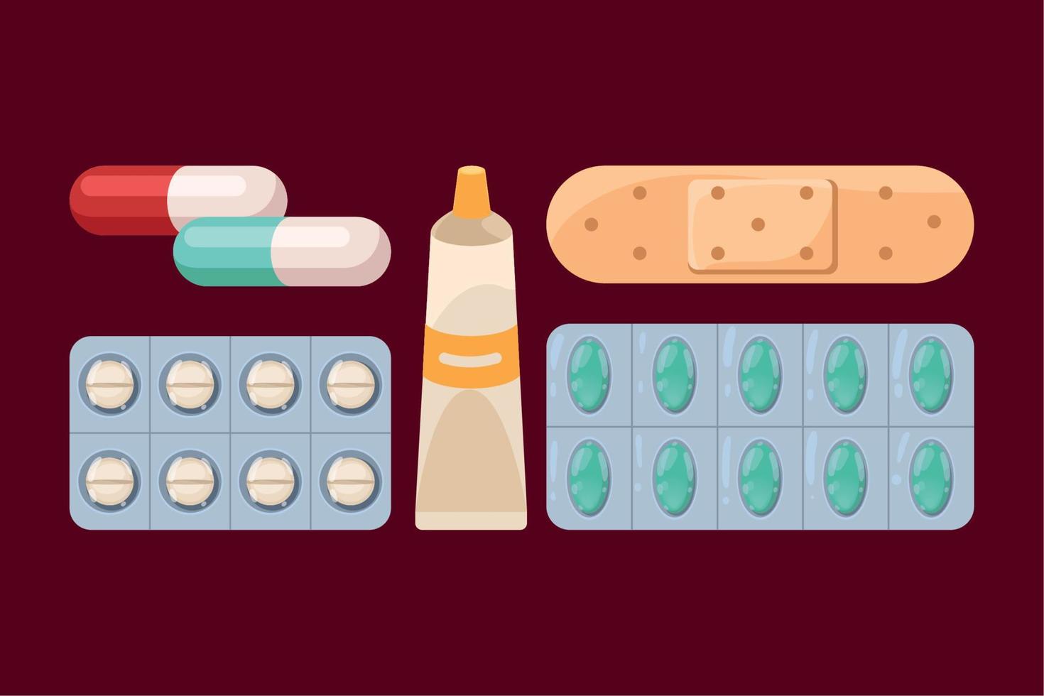 cinque icone di farmaci farmaci vettore