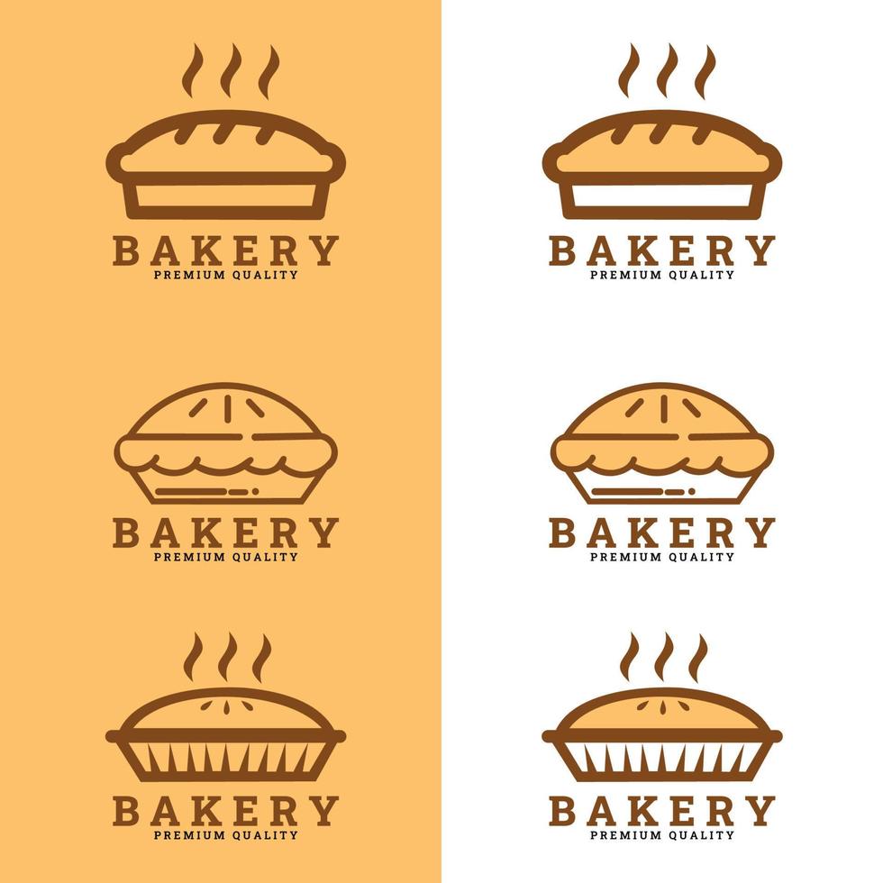 disegno grafico vettoriale di torta etichetta logo panetteria. panificio set di emblemi monocromatici vettoriali, distintivi, etichette