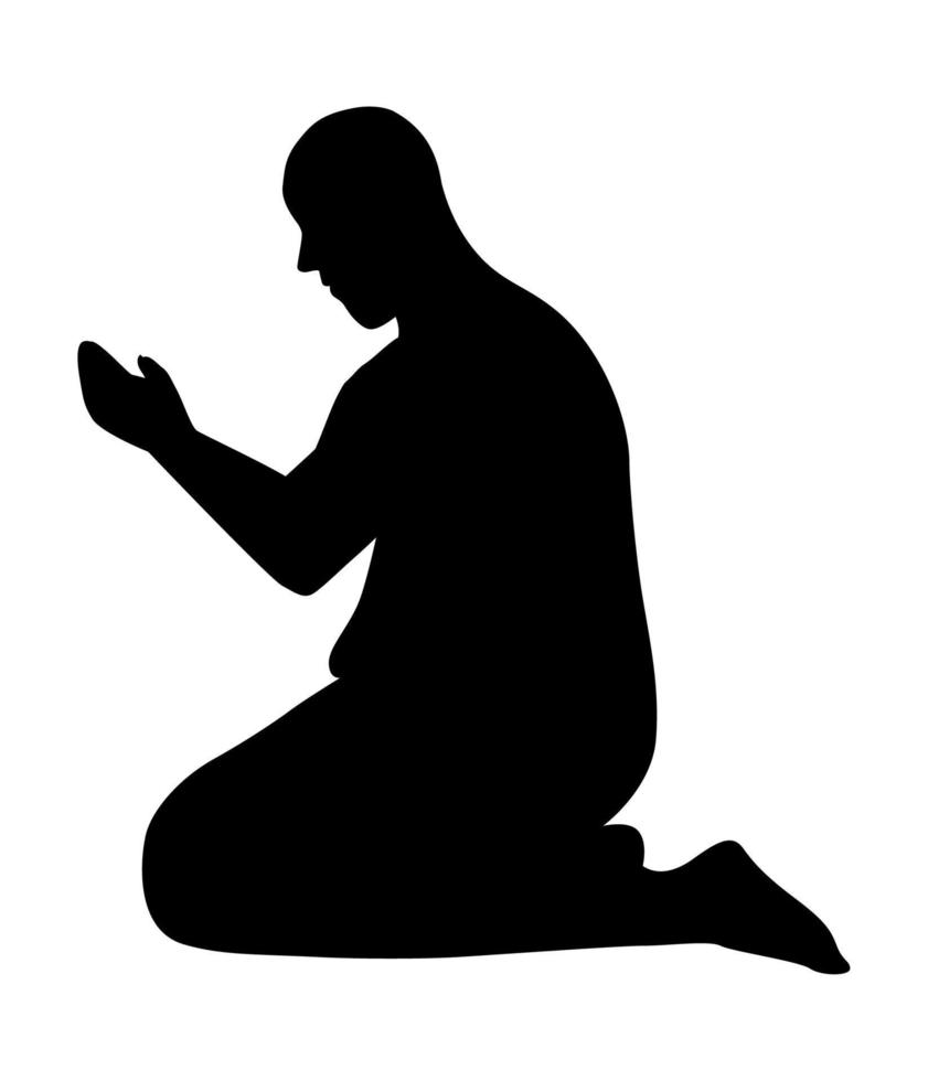 monaco buddista meditando silhouette vettore