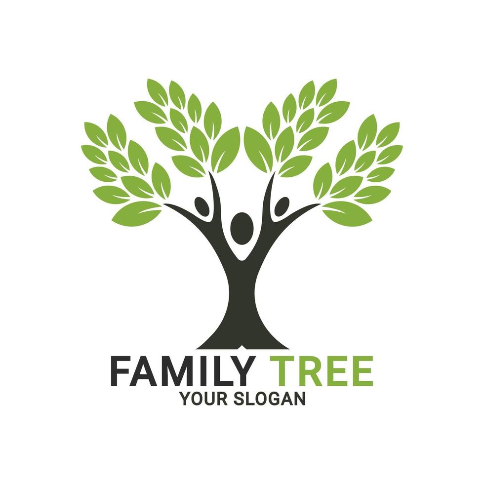 logo dell'albero genealogico, logo dell'albero dell'ecologia delle persone, modello del modello del logo dell'albero umano vettore