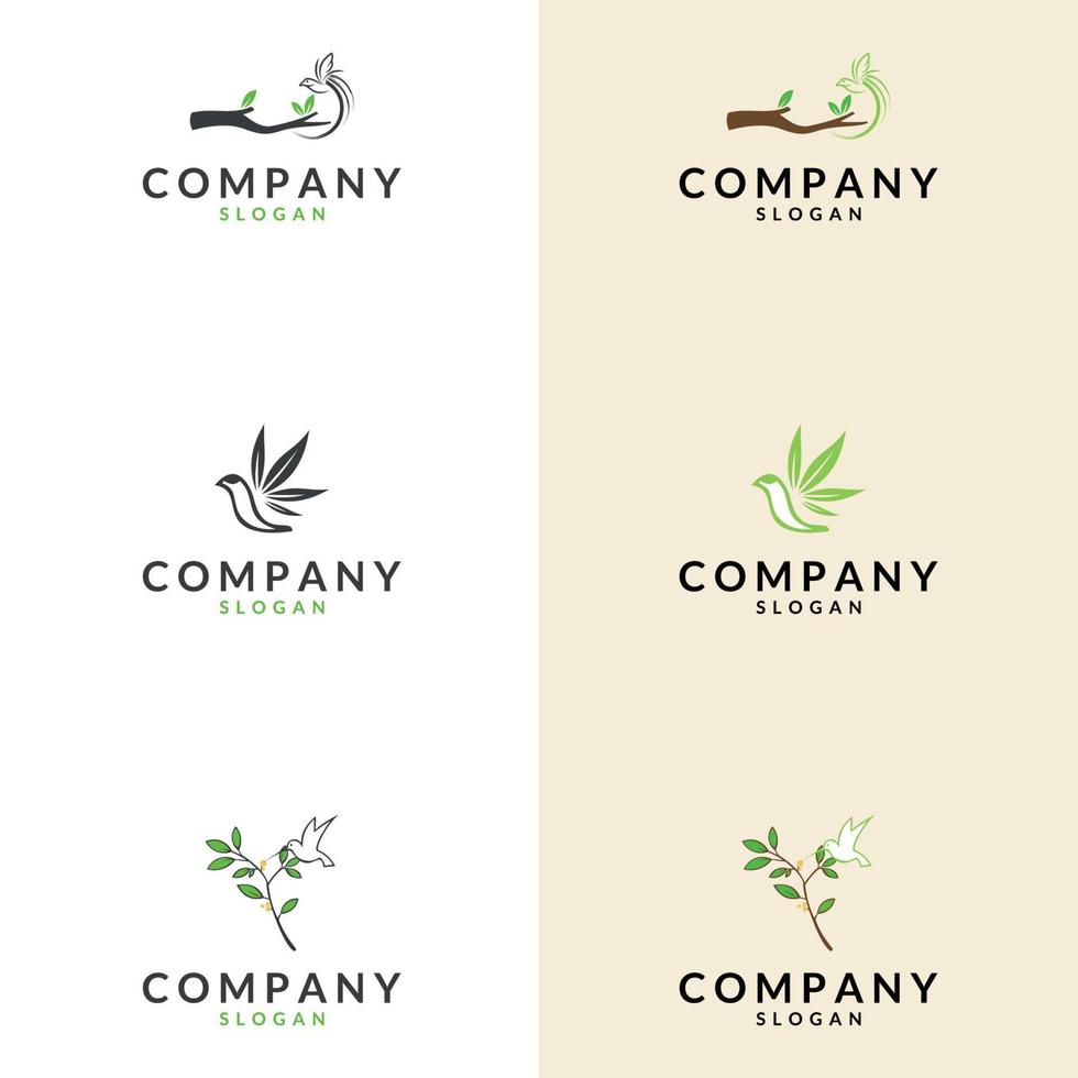modello icona vettore logo foglia di uccello. adatto per il logo aziendale, la stampa, il digitale, l'icona, le app e altri scopi di materiale di marketing. insieme del logo dell'uccello
