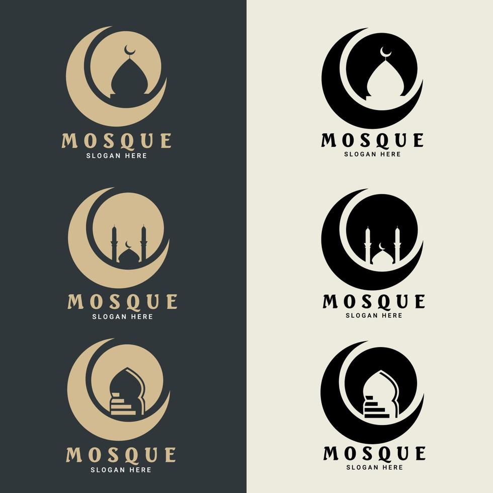 logo della moschea. modello di progettazione dell'icona della moschea vettore