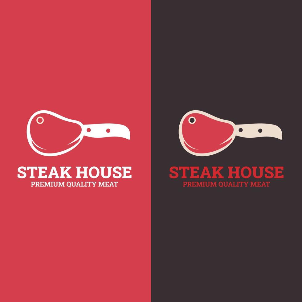 logo di manzo, carne e bistecca. steak house o negozio di carne vintage vettore