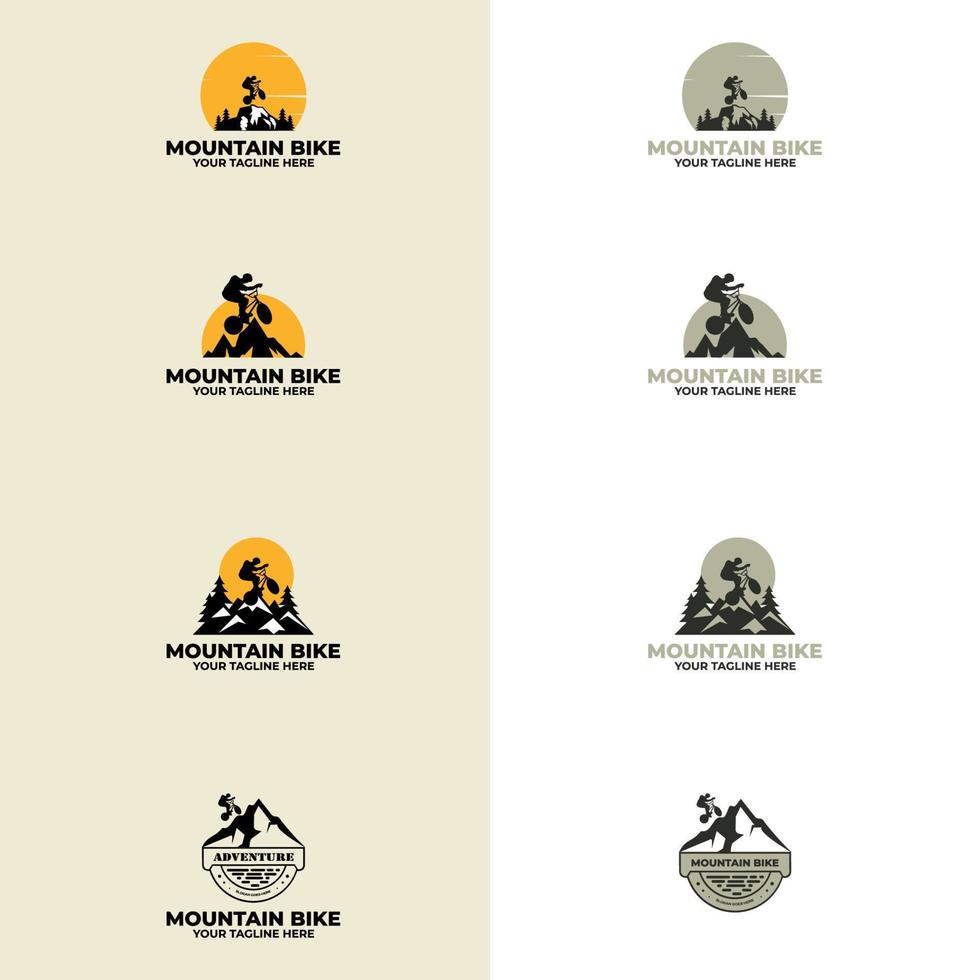 guida il logo di vettore di mountain bike. emblema sportivo