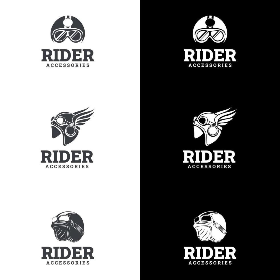 illustrazione vettoriale del logo del casco del motociclo retrò. adatto per il logo aziendale, la stampa, il digitale, l'icona, le app e altri scopi di materiale di marketing. set logo casco moto