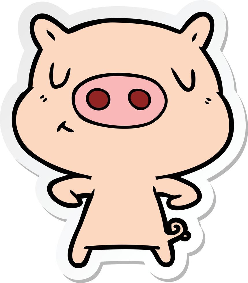 adesivo di un maiale con contenuto di cartoni animati vettore