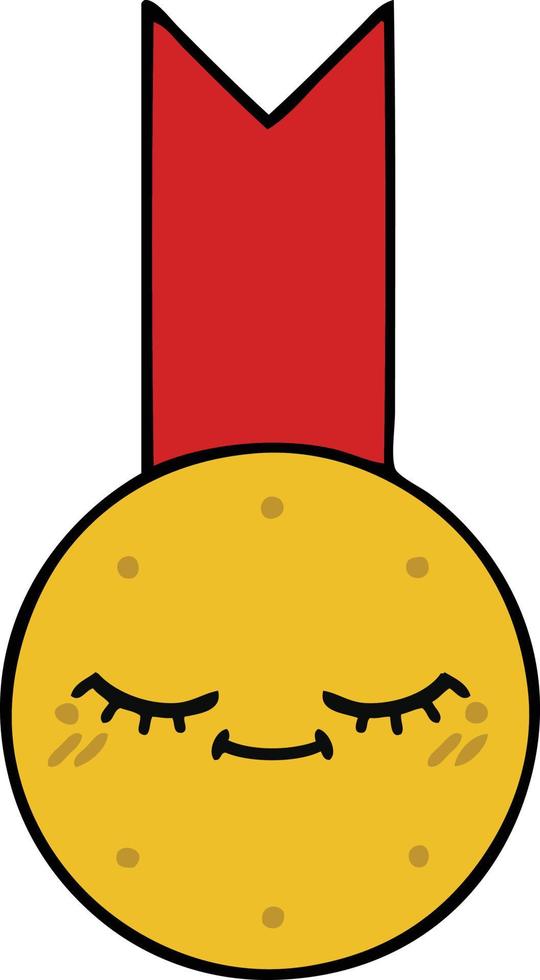 medaglia d'oro simpatico cartone animato vettore