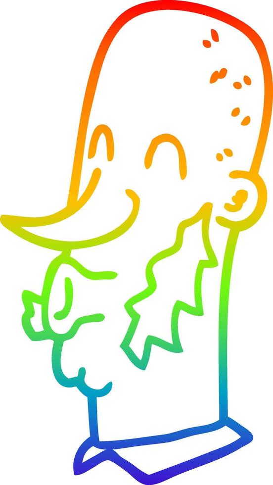 arcobaleno gradiente linea disegno uomo cartone animato con peli sul viso di montone vettore