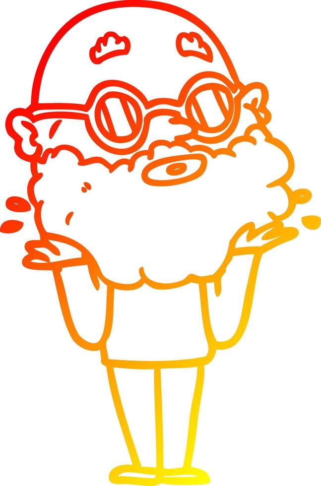 caldo gradiente disegno cartone animato uomo curioso con barba e occhiali da sole vettore