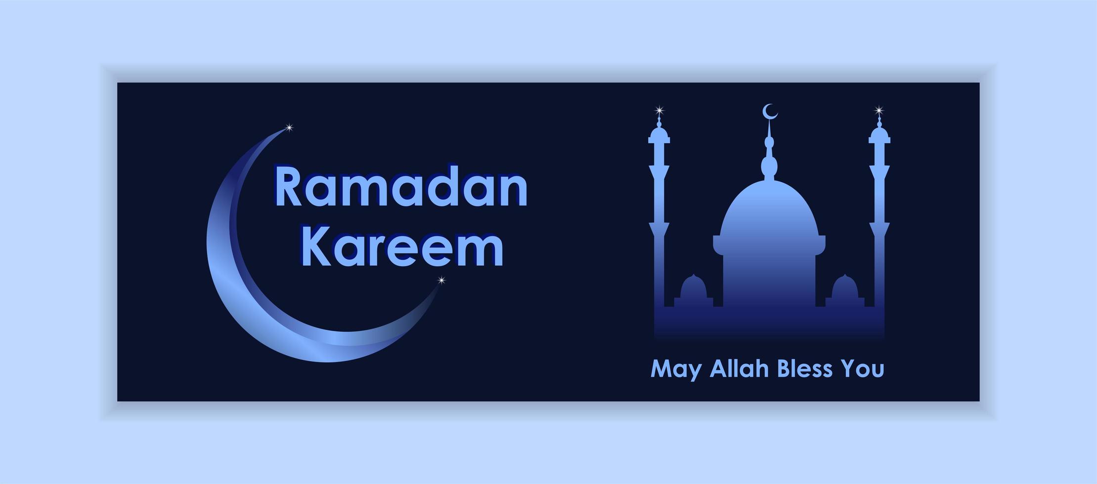 banner di social media blu sfumato ramadan kareem vettore