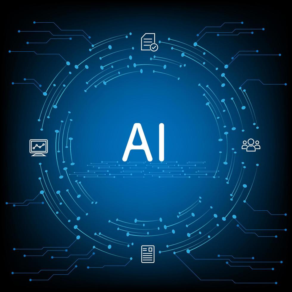 concetto di vettore dell'ologramma del circuito elettronico circolare ai hud per la schermata aziendale dello sfondo dell'elemento tecnologico futuro