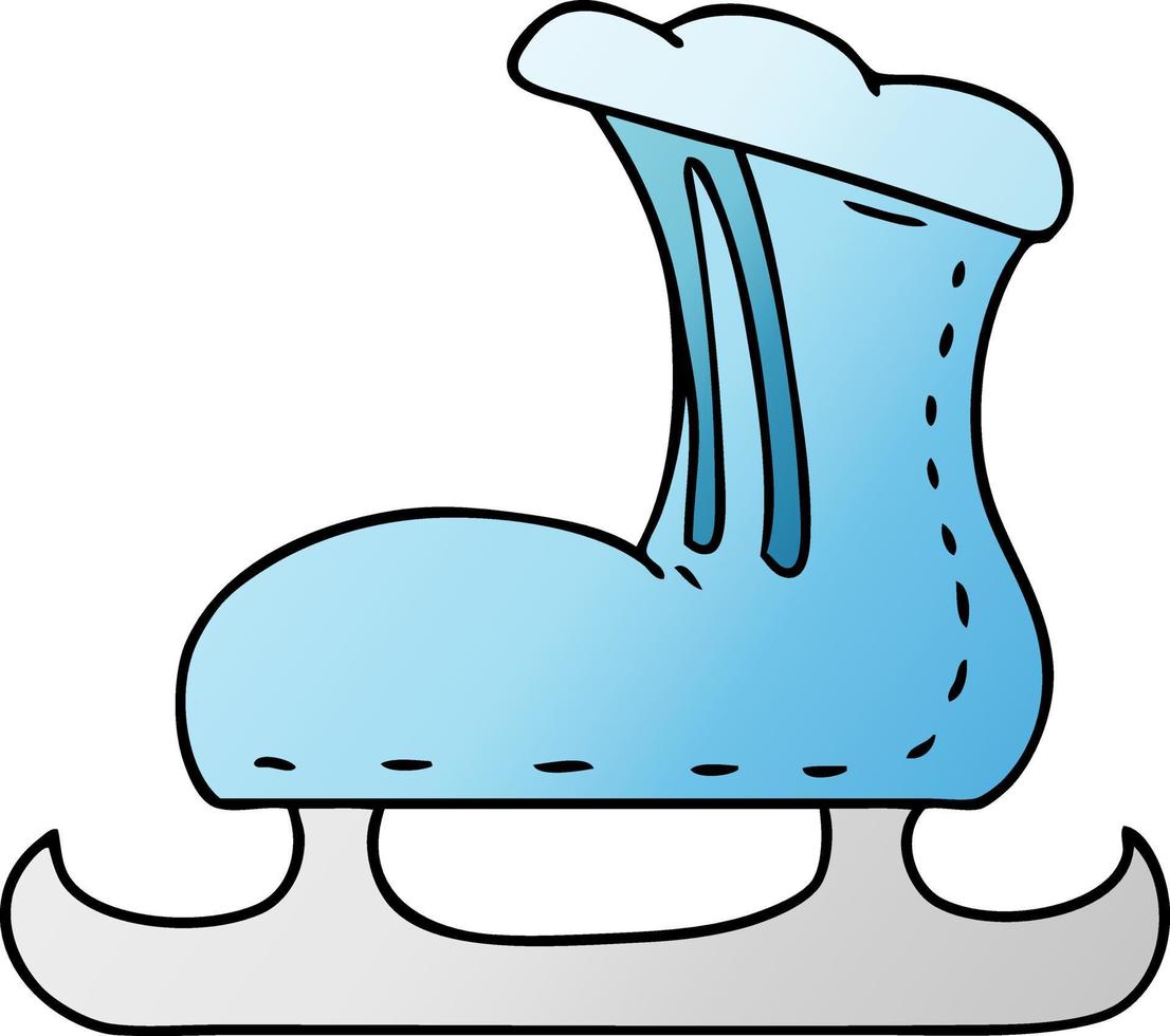 doodle cartone animato sfumato di uno stivale da pattinaggio su ghiaccio vettore