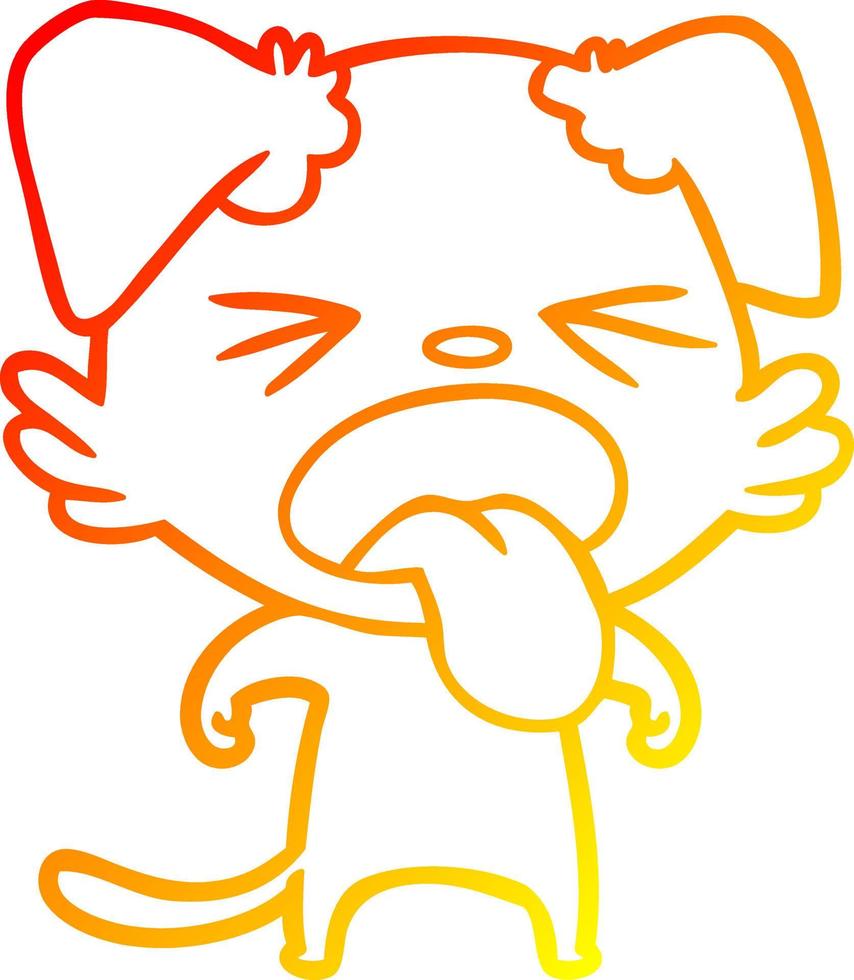 caldo gradiente disegno cartone animato cane disgustato vettore