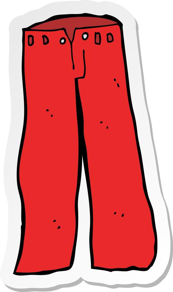 adesivo di un cartone animato pantaloni rossi vettore