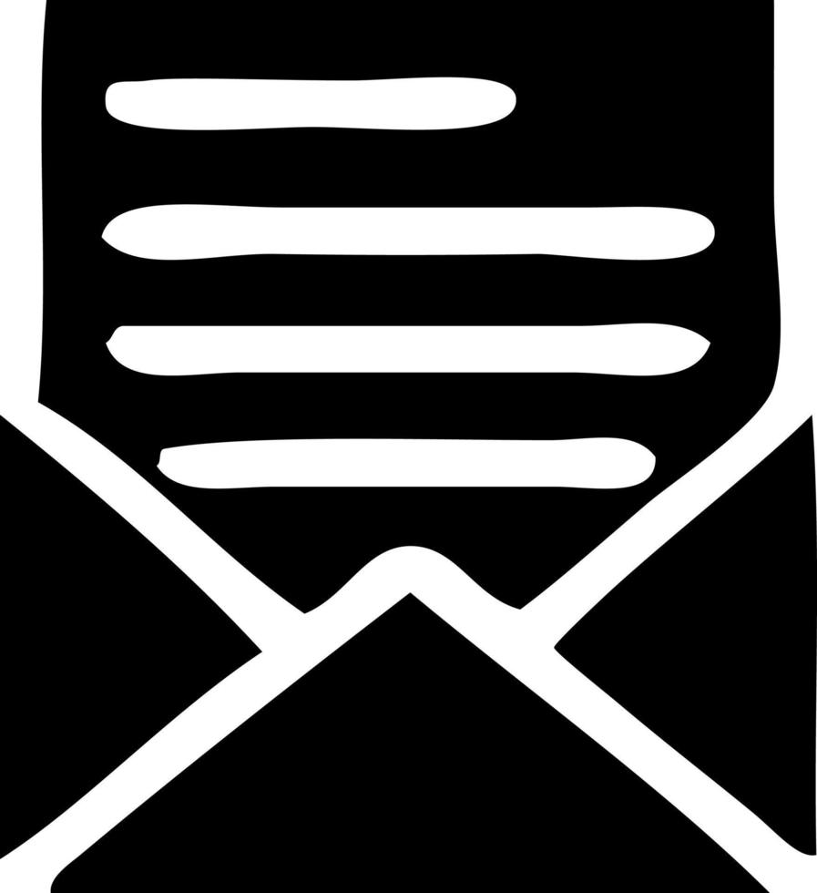lettera e busta simbolo piatto vettore