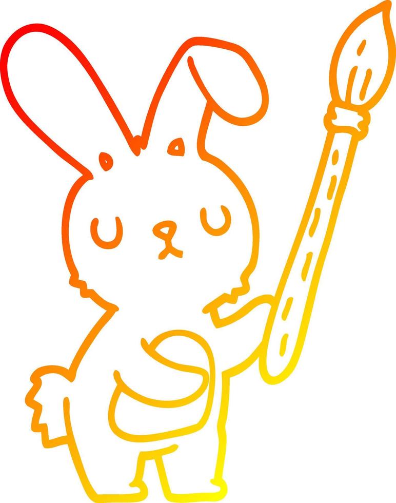 caldo gradiente disegno coniglio cartone animato con pennello vettore