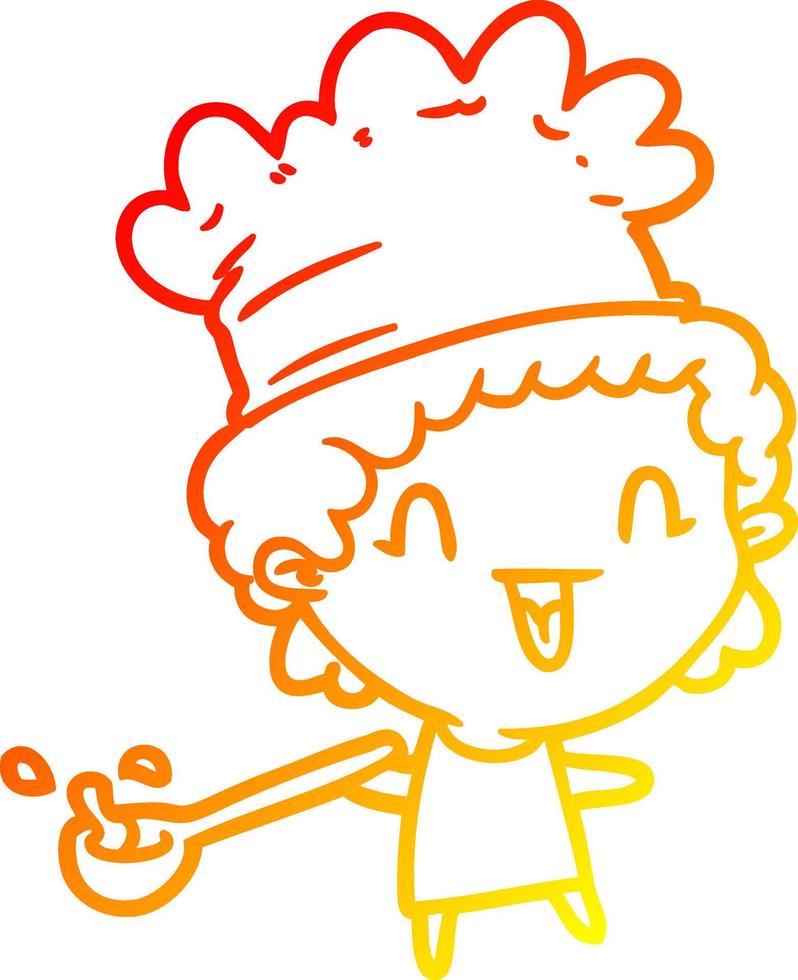 caldo gradiente di disegno simpatico cartone animato felice chef vettore