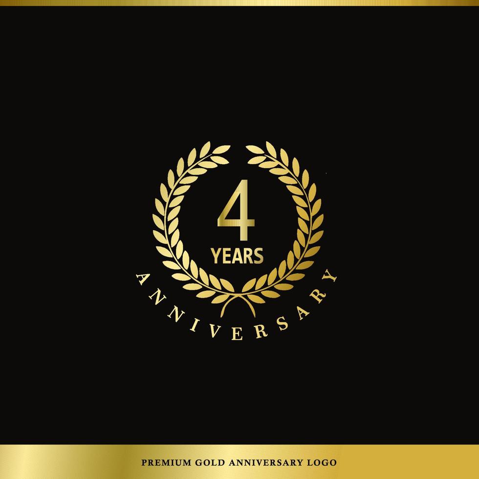 logo di lusso anniversario 4 anni utilizzato per hotel, spa, ristorante, vip, moda e identità del marchio premium. vettore