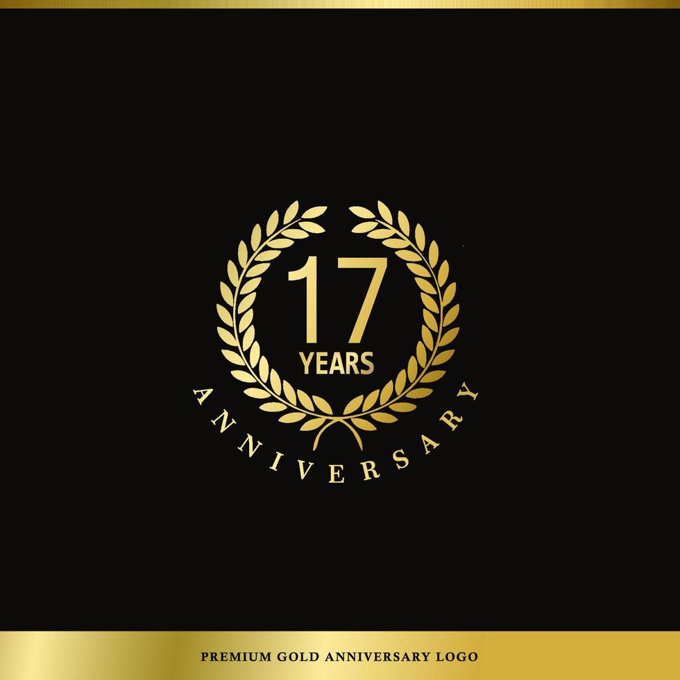 logo di lusso anniversario 17 anni utilizzato per hotel, spa, ristorante, vip, moda e identità del marchio premium. vettore