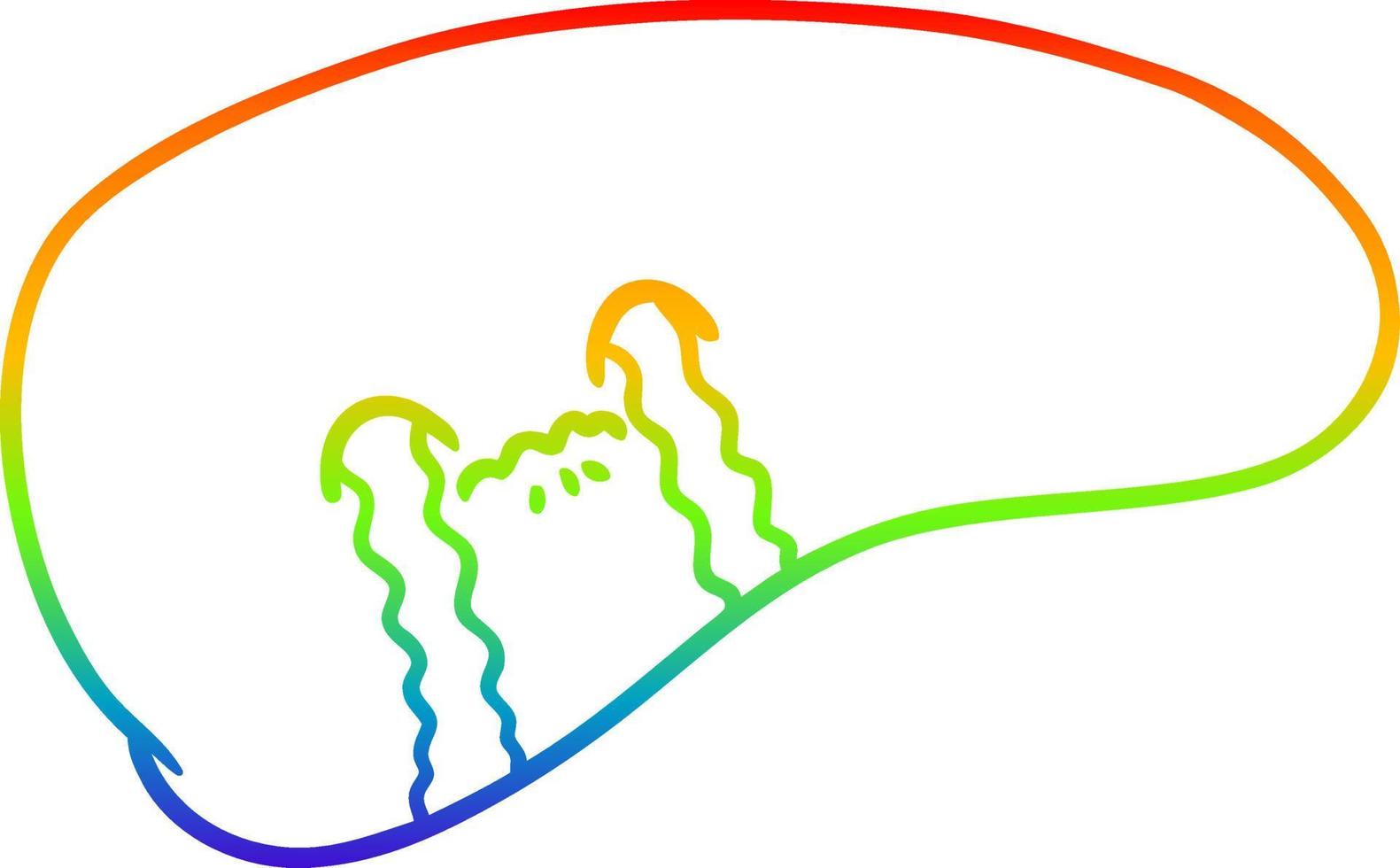 arcobaleno gradiente linea disegno cartone animato fegato che piange vettore