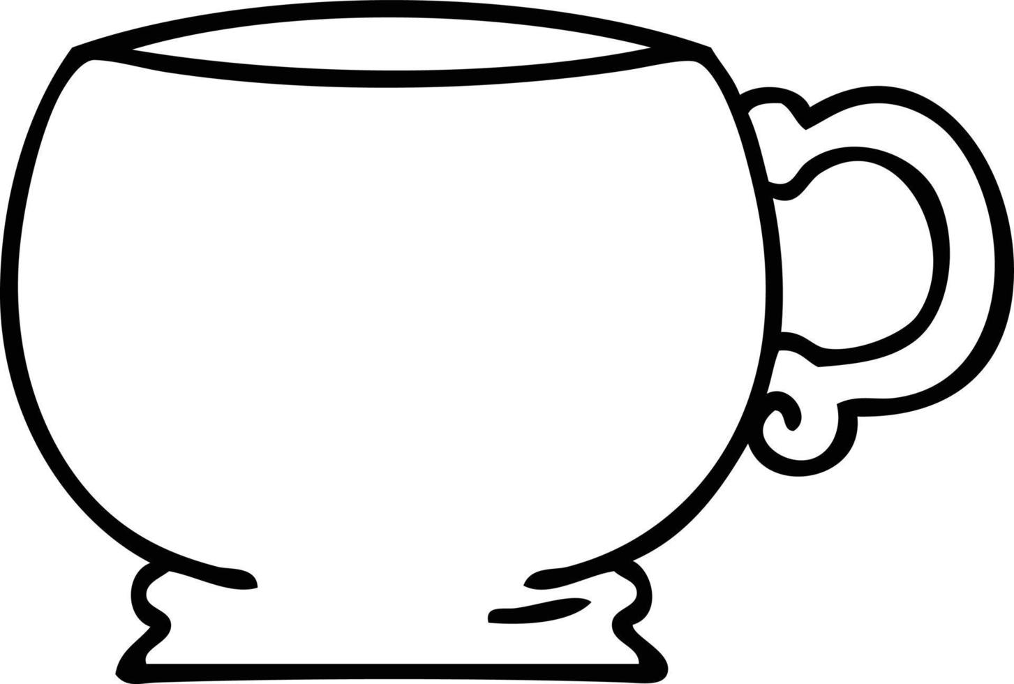 tazza di cartone animato stravagante disegno a tratteggio vettore