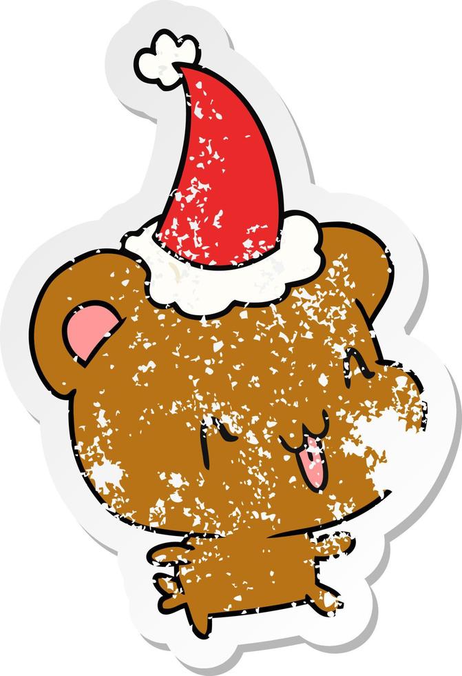adesivo natalizio in difficoltà cartone animato di orso kawaii vettore