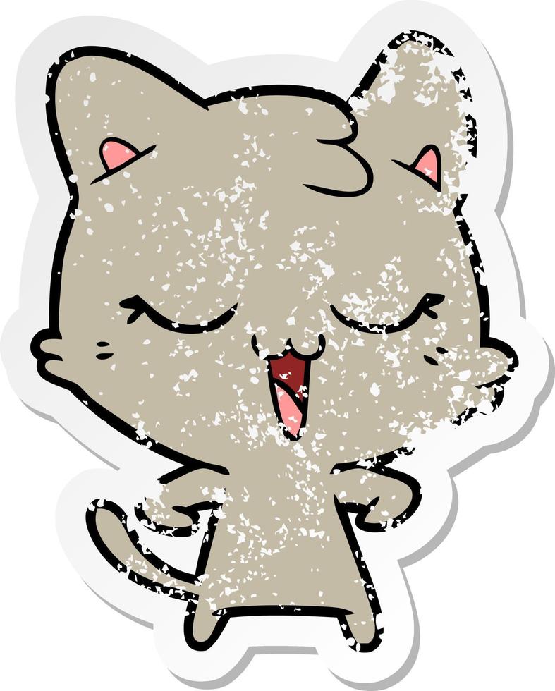 adesivo in difficoltà di un gatto cartone animato felice vettore