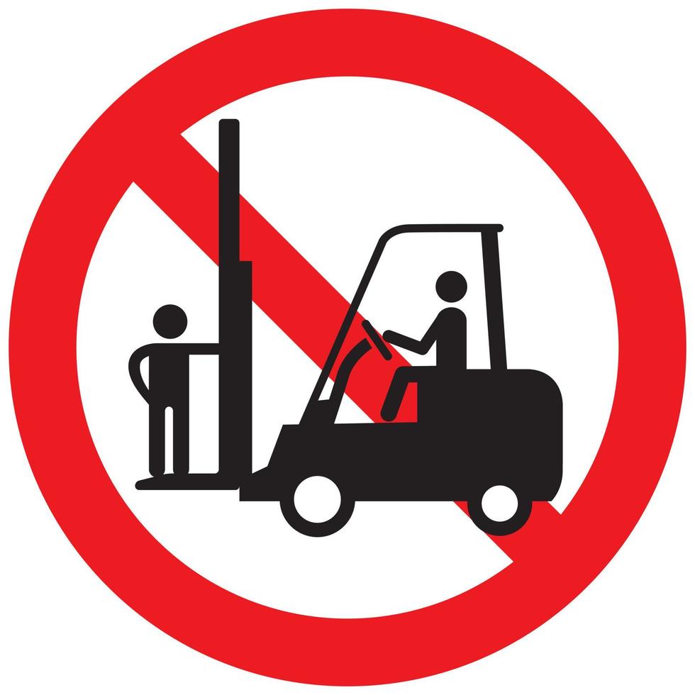 è vietato guidare su carrelli elevatori. segnaletica per la sicurezza e la salute sul lavoro. vettore