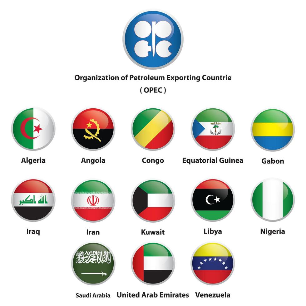 bandiera cerchio icona organizzazione dei paesi esportatori di petrolio. vettore